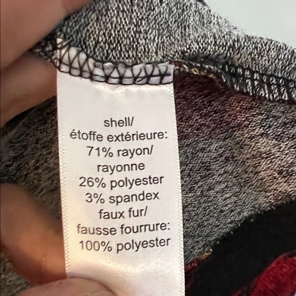 Maurices Black Floral Cardigan with White Sherpa - Picture 4 of 5